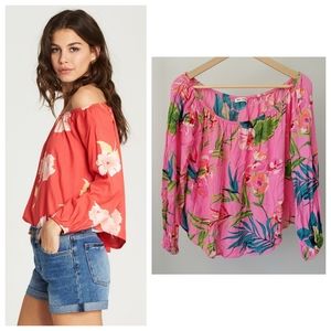 Billabong Mi Amore Off Shoulder Top Floral Large